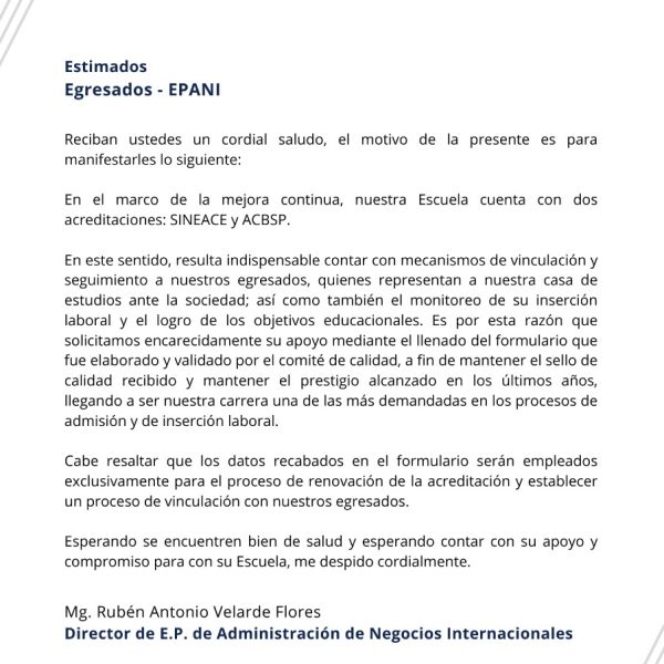 Vinculación con el egresado para el logro de objetivos educacionales