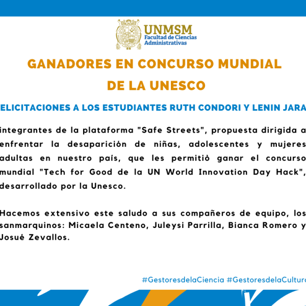 Felicitaciones: estudiantes de Negocios Internacionales ganan concurso mundial de la Unesco