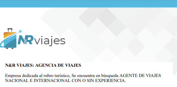 Oferta laboral: Atención estudiantes y egresados de la EPA de Turismo.