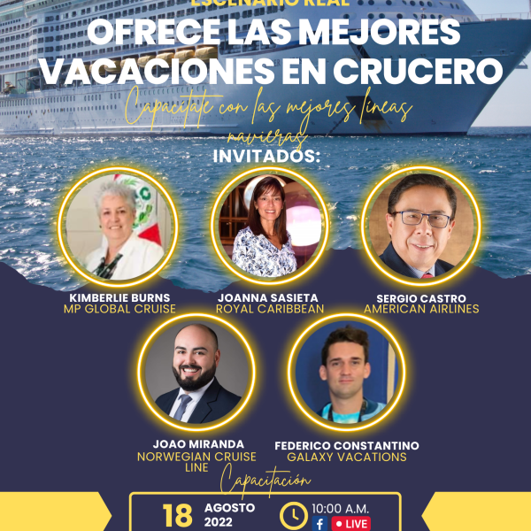 Capacitación virtual: Cómo va el mercado turístico de cruceros en el mundo