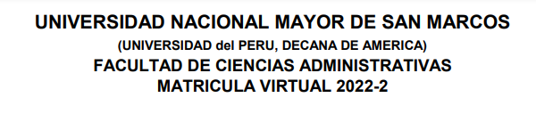 Programación de la matrícula virtual Semestre 2022-II: del 7 al 9 de setiembre