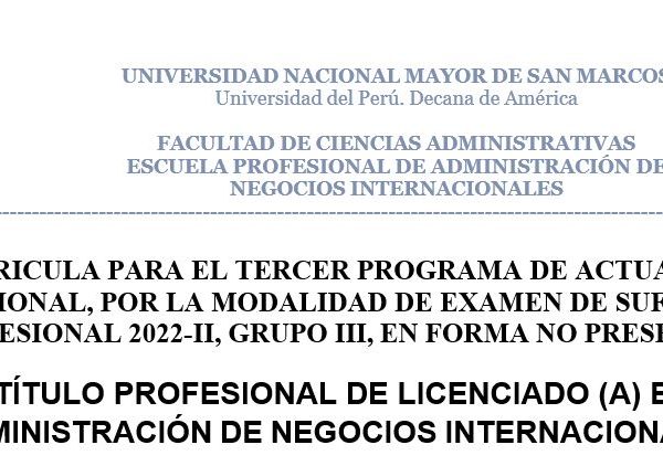 Negocios Internacionales: Prematrícula para el Tercer Programa de Actualización Profesional