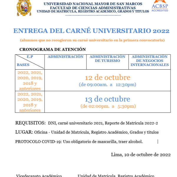 Entrega de carné universitario 2022