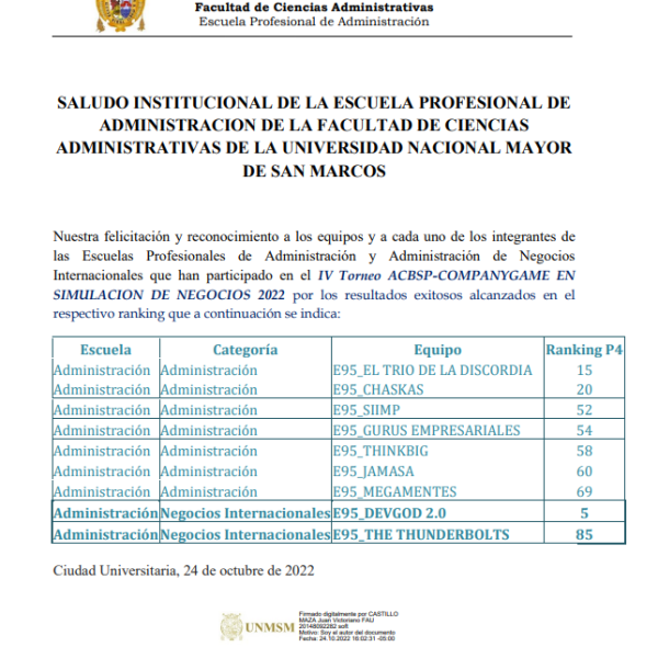 La EP de Administración felicita a los estudiantes que participan en el IV Torneo ACBSP-COMPANYGAME