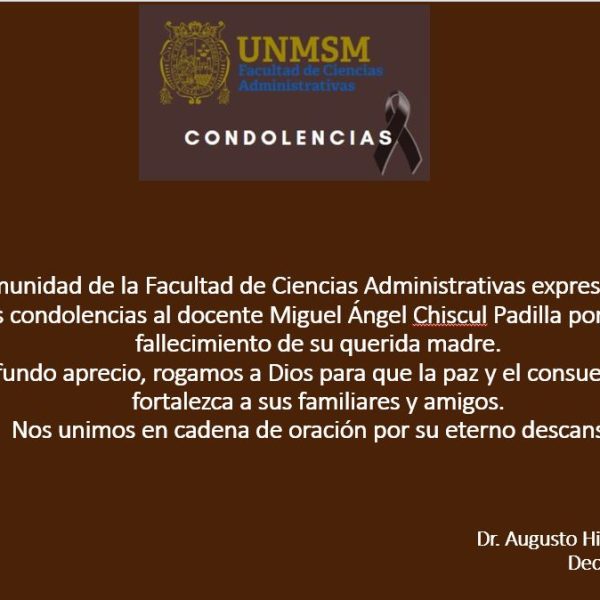 Nuestras condolencias al docente Miguel Chiscul Padilla