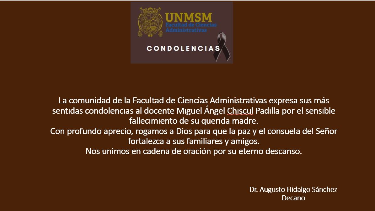 Nuestras condolencias al docente Miguel Chiscul Padilla