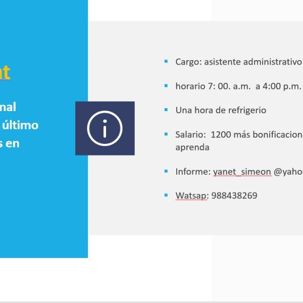 Oportunidad para egresado o de último año de estudios de Administración