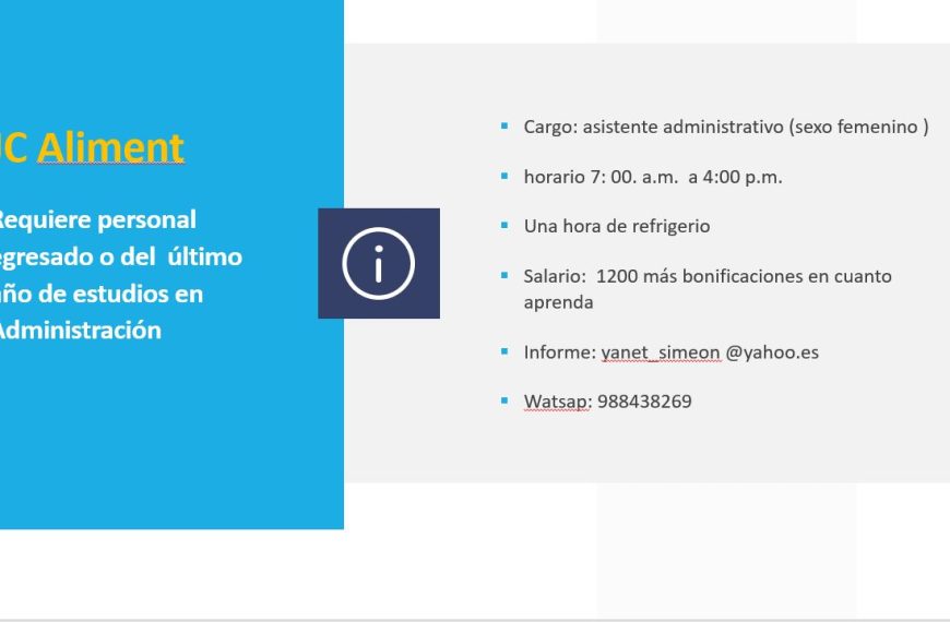 Oportunidad para egresado o de último año de estudios de Administración