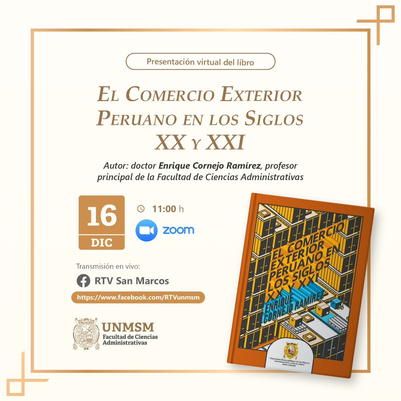 Docente de la FCA presentará el libro: «El Comercio Exterior Peruano en los Siglos XX y XXI”