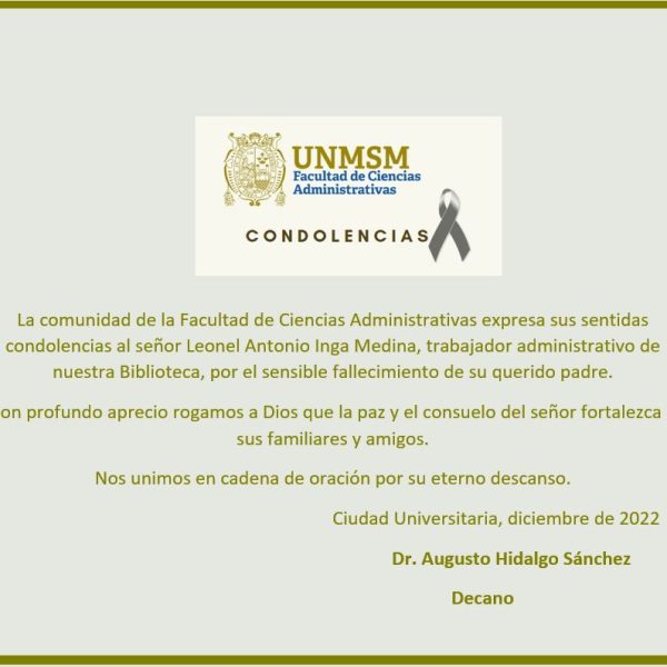 Nuestras sentidas condolencias