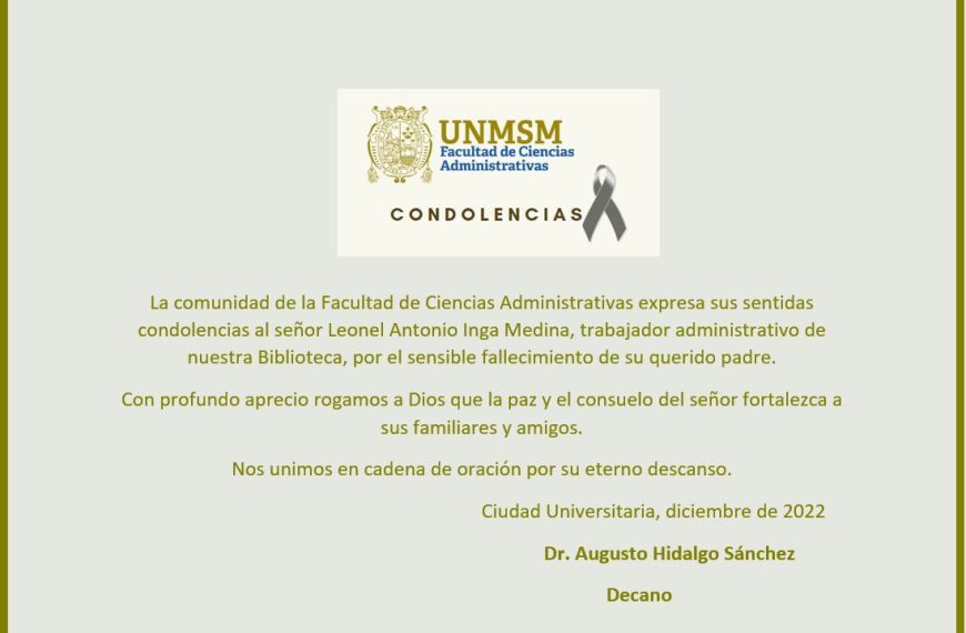 Nuestras sentidas condolencias