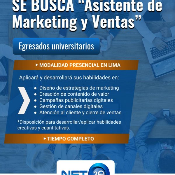 Se requiere Asistente de marketing y ventas en Lima