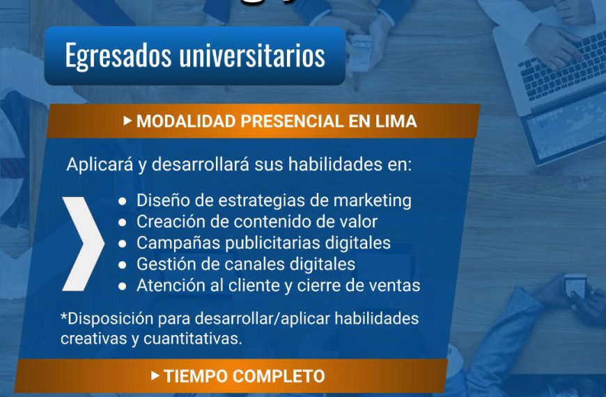 Se requiere Asistente de marketing y ventas en Lima