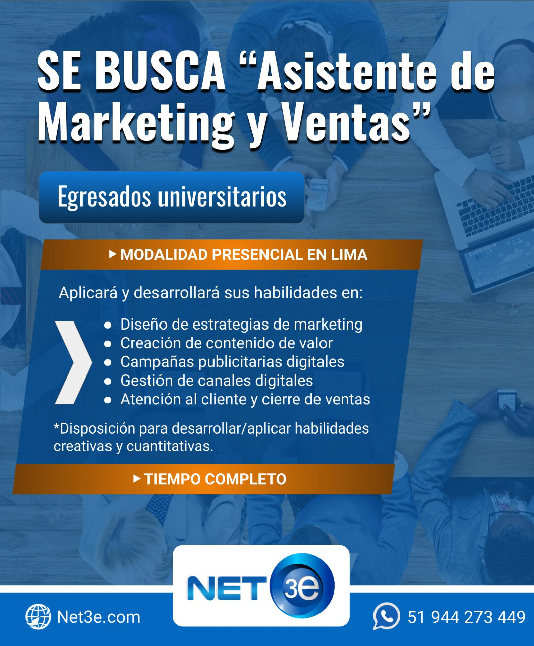 Se requiere Asistente de marketing y ventas en Lima