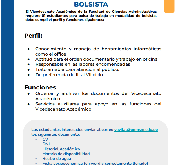 Convocatoria para bolsa de trabajo