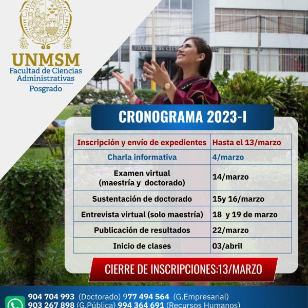 FCA Posgrado: Cronograma de Admisión 2023-I