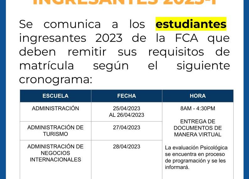 Comunicado: Ingresantes 2023