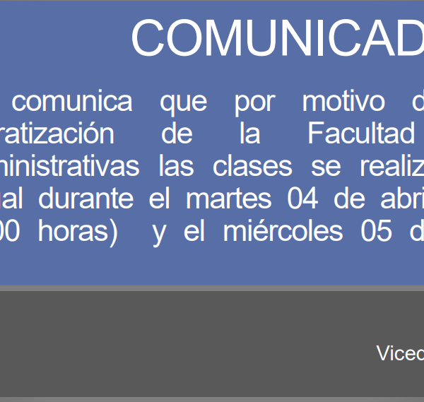 Clases virtuales en la FCA el 4 y 5 de abril