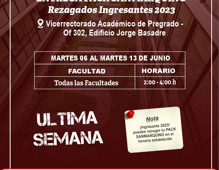 Ingresante 2023: hasta el 13 de junio de 2023 puedes recoger tu pack sanmarquino