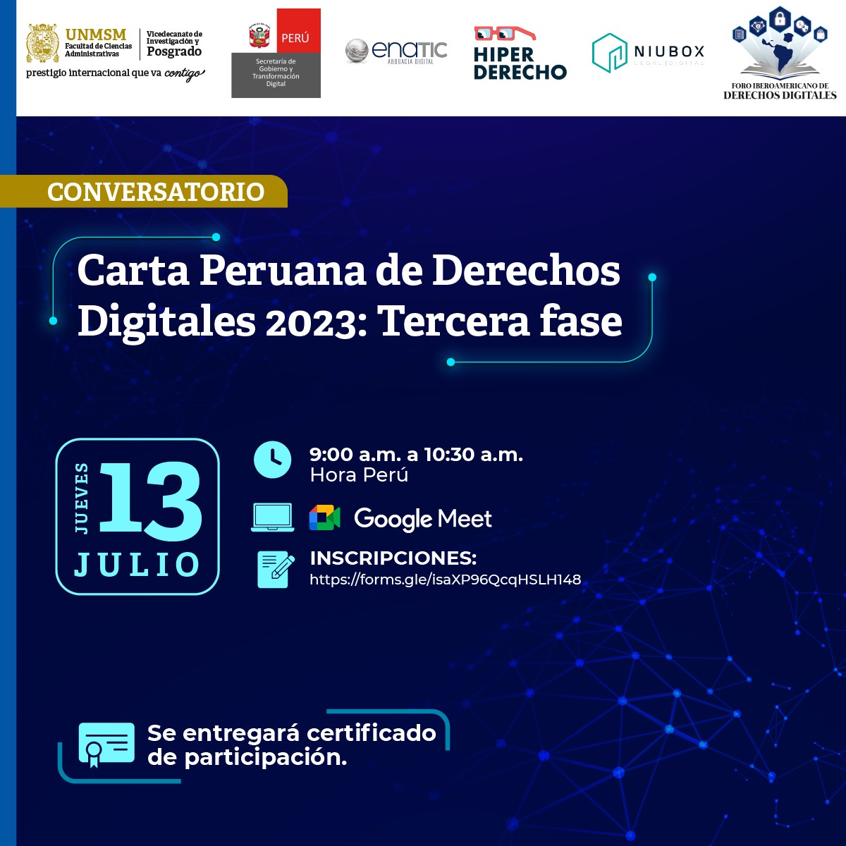 Conversatorio sobre la Carta Peruana de Derechos Digitales 2023