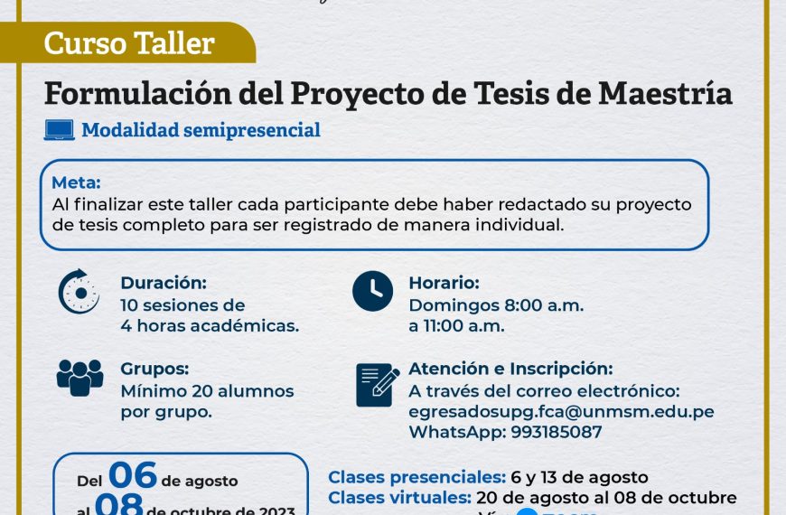 Curso-taller: Formulación del proyecto de tesis de maestría