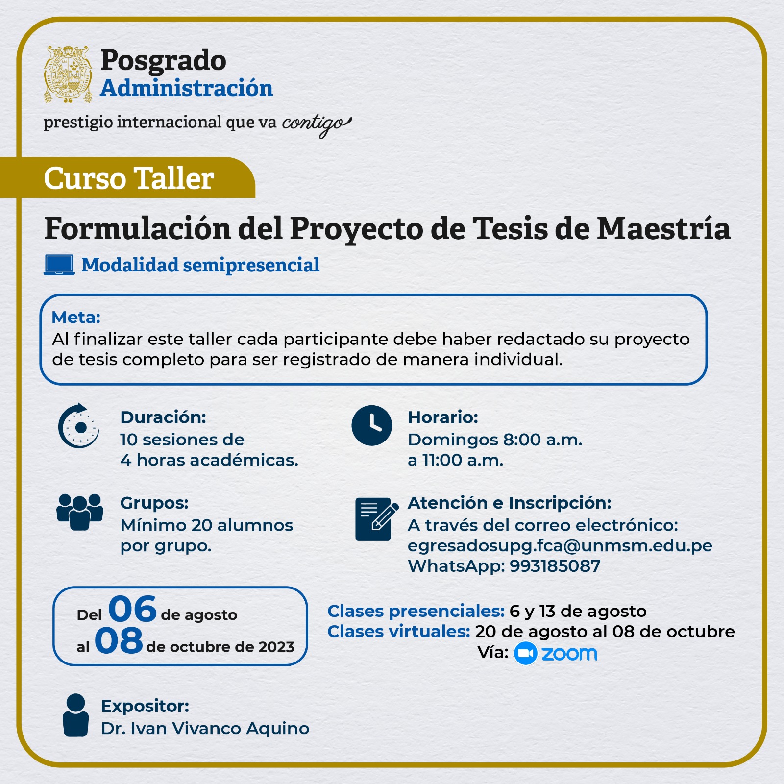 Curso-taller: Formulación del proyecto de tesis de maestría