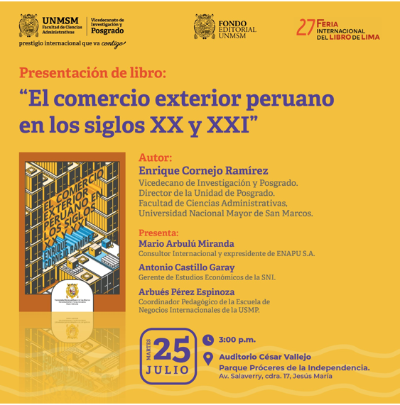 Enrique Cornejo presenta su libro sobre la historia del comercio exterior peruano (1900 – 2021) en la FIL 2023