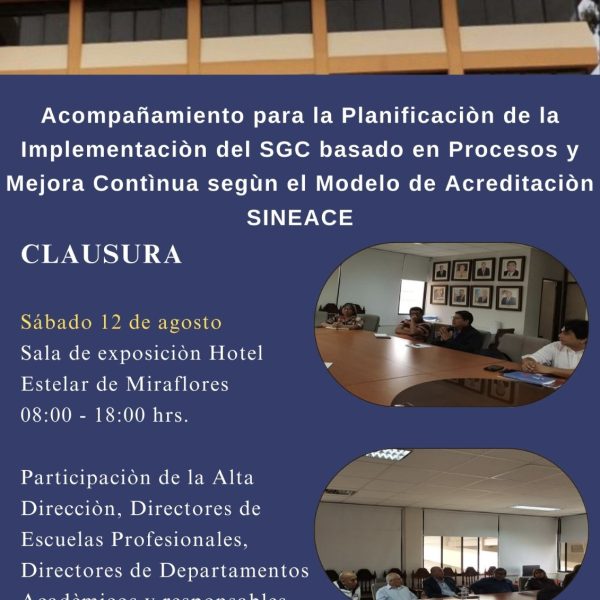 Clausura del taller “Planificación para la implementación del SGC según SINEACE”