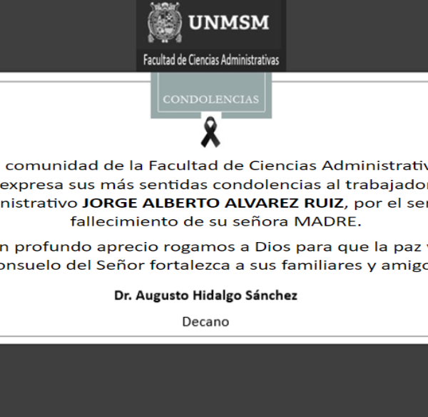 Pésame al trabajador administrativo Jorge Alvarez Ruiz