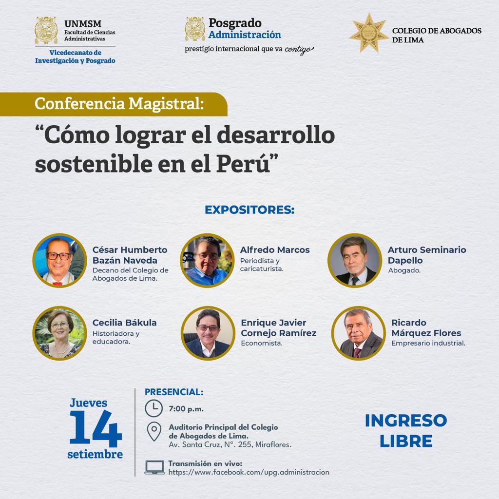 CAL: Expertos presentarán propuestas para el desarrollo sostenible en el Perú