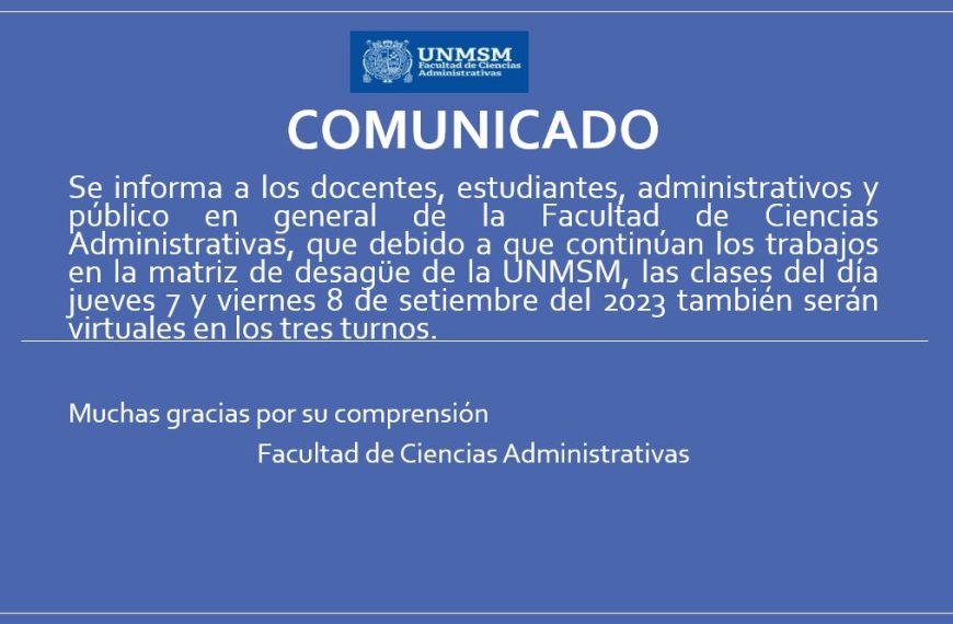 Jueves 7 y viernes 8 de setiembre las clases serán virtuales en la FCA