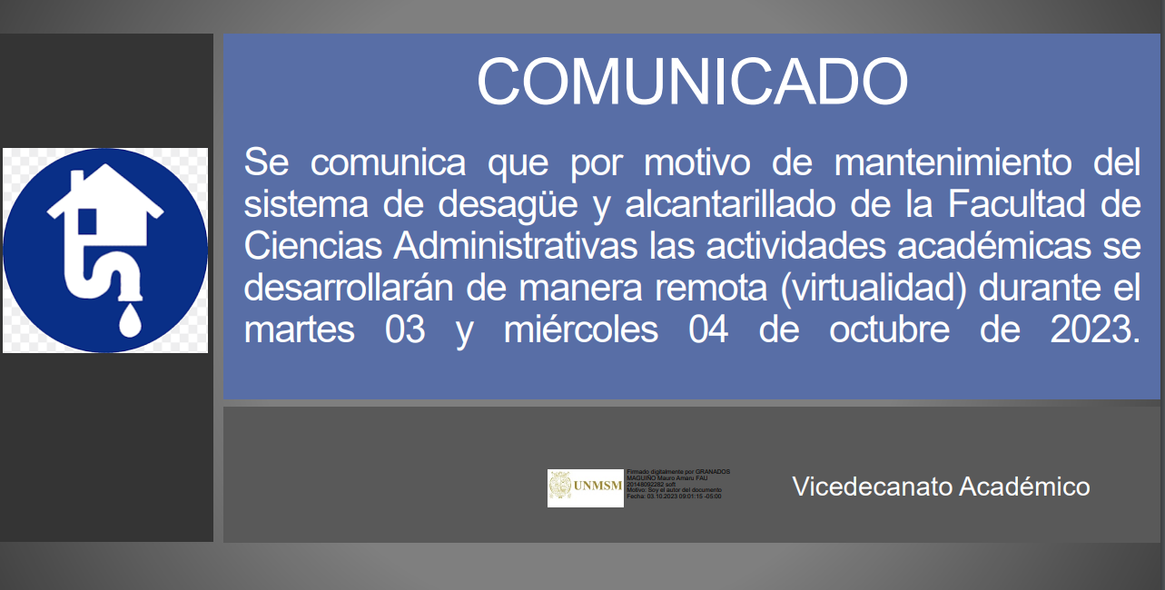 Comunicado: actividades académicas en la FCA serán virtuales el 03 y 04 de octubre