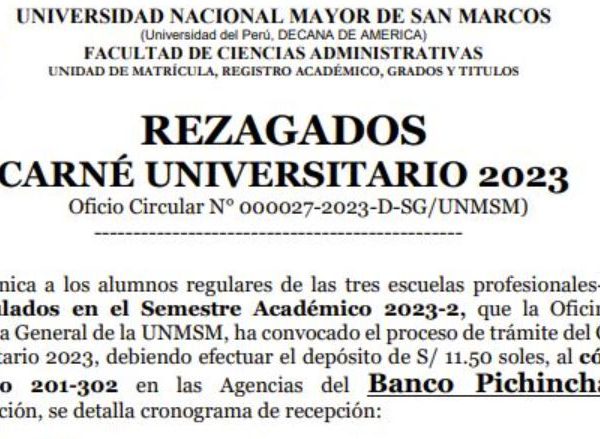 Rezagados: carné universitario 2023