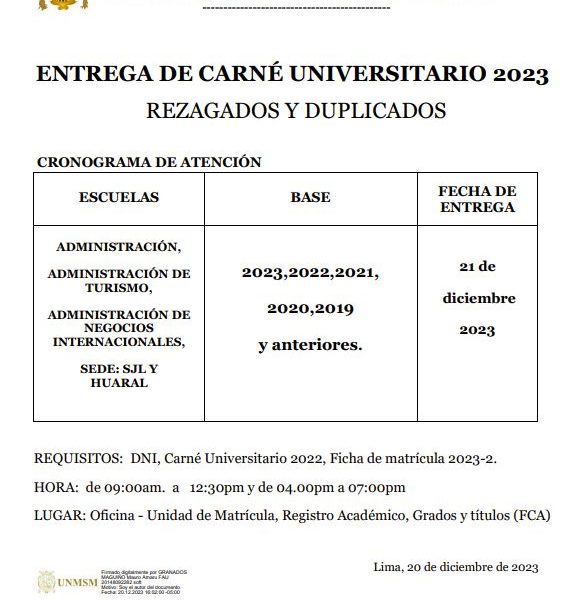 Entrega de carné universitario 2023: rezagados y duplicados