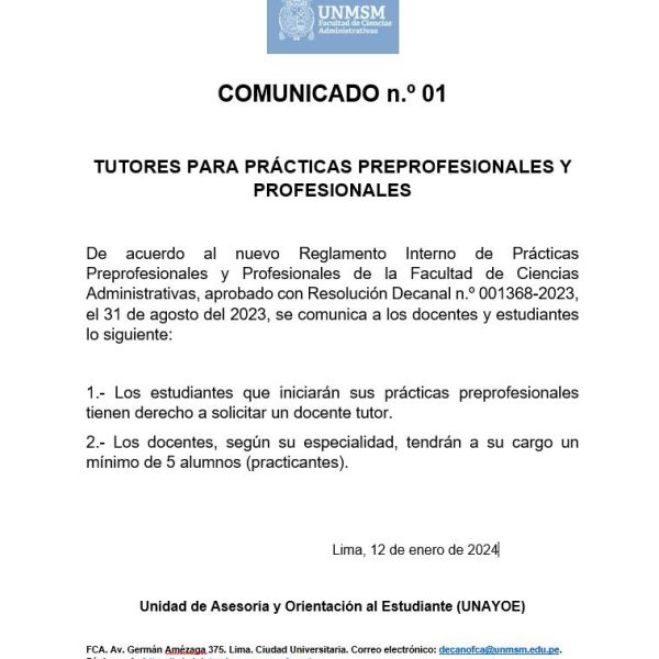 Tutores para prácticas preprofesionales