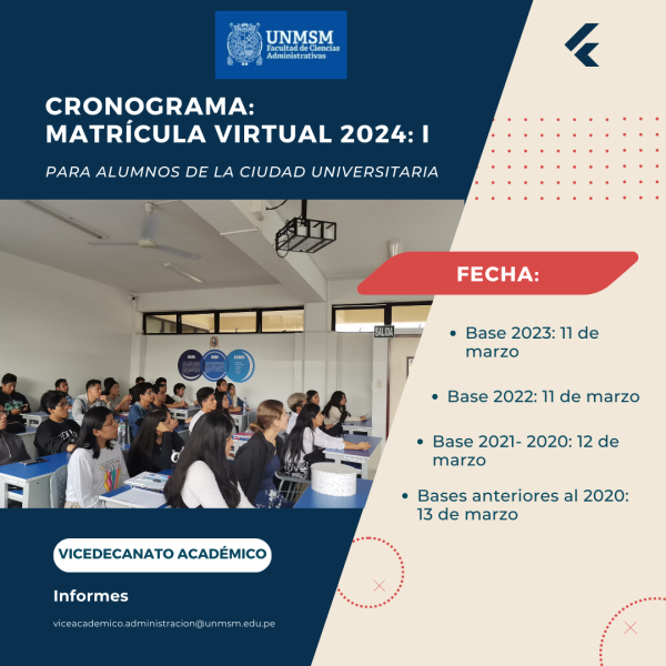 Cronograma de matrícula virtual 2024-I