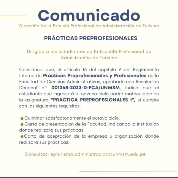 Comunicado: Prácticas preprofesionales