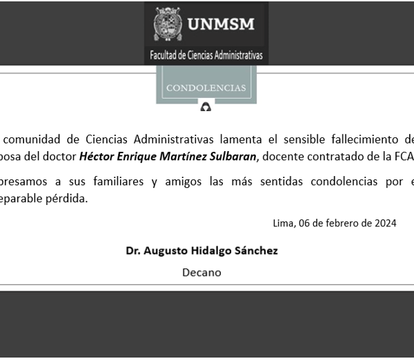 Nuestras más sentidas condolencias al docente Héctor Martínez Sulbarán