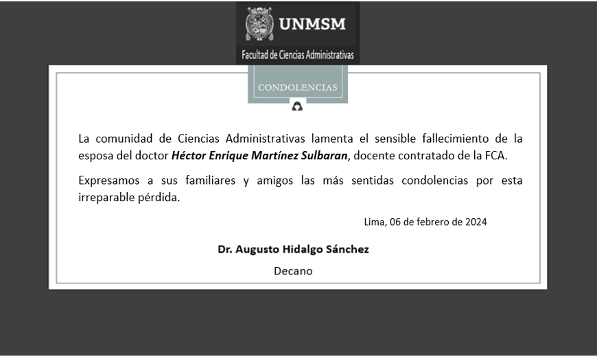 Nuestras más sentidas condolencias al docente Héctor Martínez Sulbarán