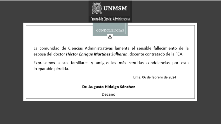 Nuestras más sentidas condolencias al docente Héctor Martínez Sulbarán
