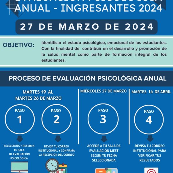 El 27 de marzo será la evaluación psicológica para ingresantes 2024