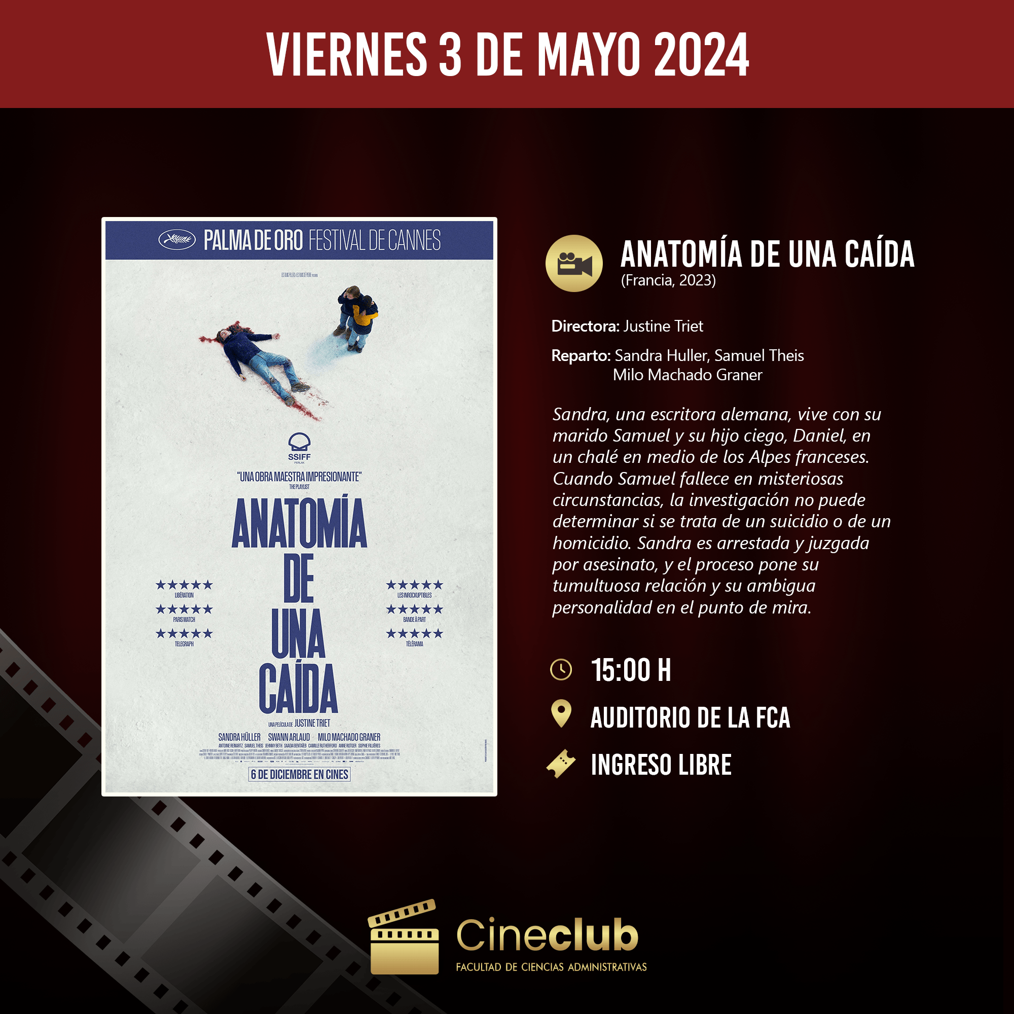 Programación Especial de Mayo: Ganadoras del Festival de Cannes y Cita con el Cine Peruano en el Cineclub UNMSM