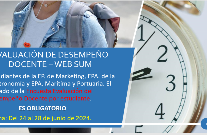 Participa en la Encuesta de Evaluación Docente del 24 al 28 de junio de 2024