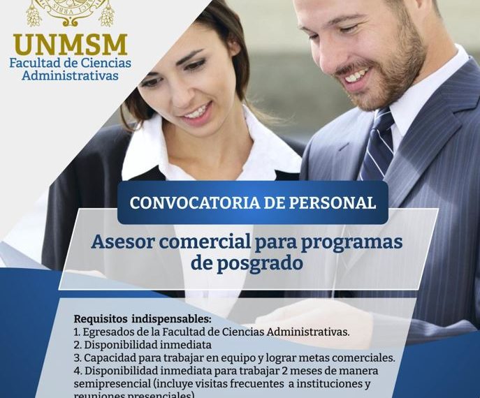 Convocatoria de personal “Asesor comercial para programas de posgrado”