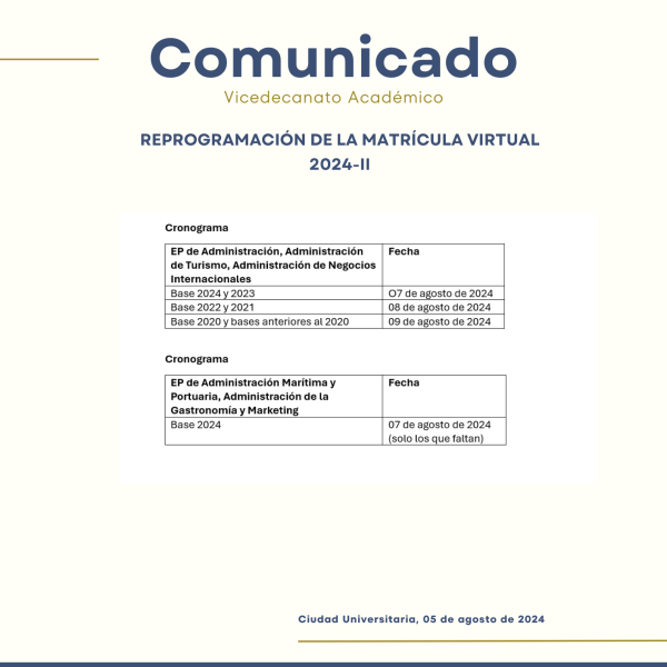 Reprogramación de matrícula del semestre 2024-II