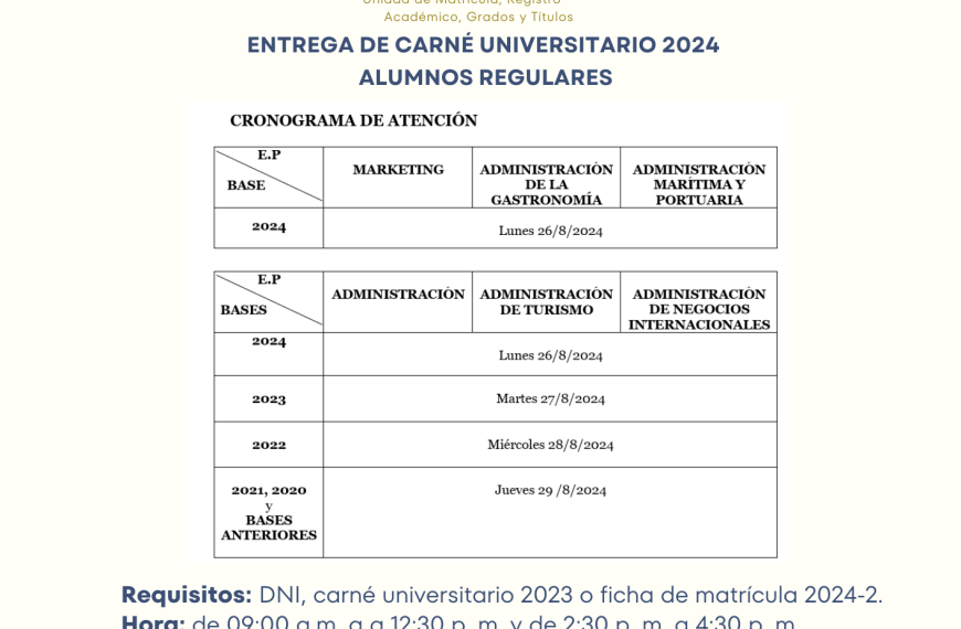 Entrega de carné universitario 2024: alumnos regulares