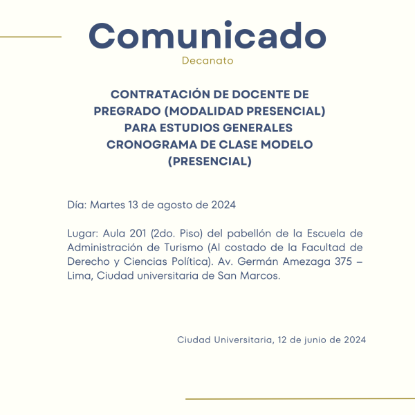 Contratación de docente de pregrado: Cronograma de clase modelo