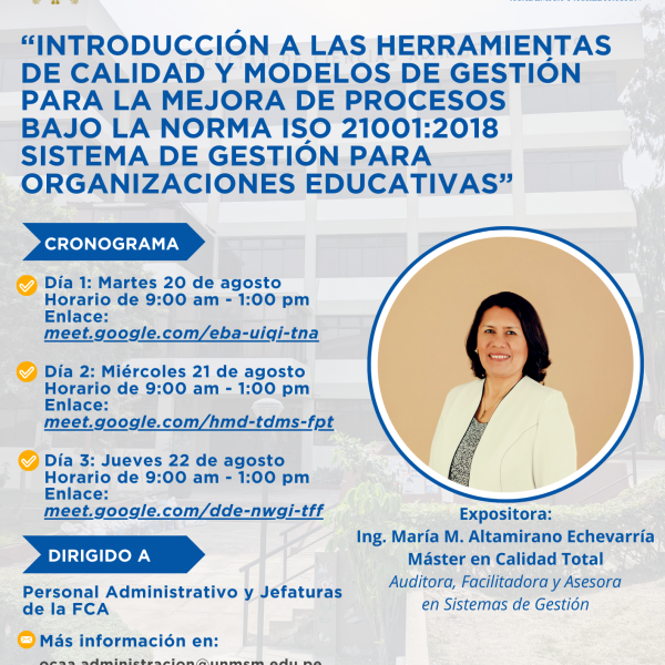 Capacitación virtual: Norma ISO 21001: Sistema de gestión para organizaciones educativas