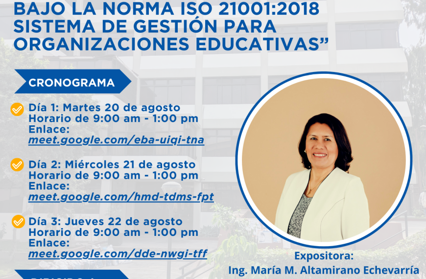 Capacitación virtual: Norma ISO 21001: Sistema de gestión para organizaciones educativas