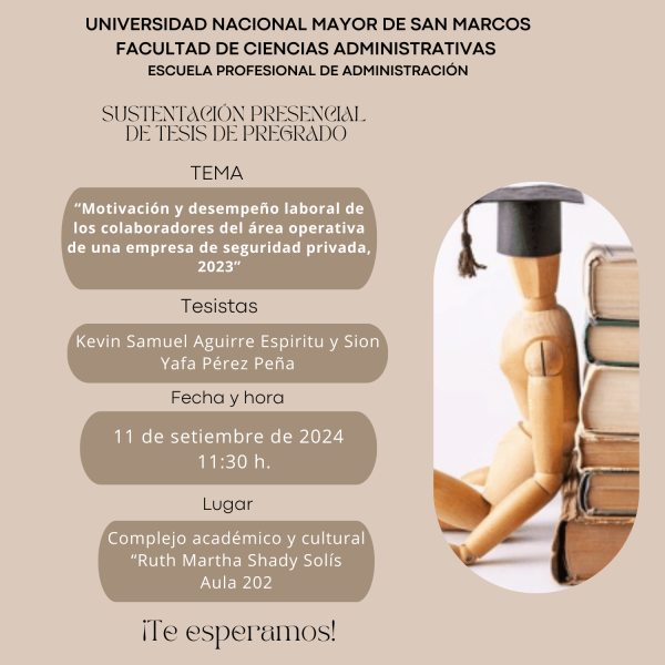 Sustentación de tesis sobre desempeño laboral en empresa de seguridad se realizará el 11 de setiembre